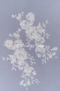 Brautspitzenapplikationen mit 3D Blumen/ Brautkleid Spitzenverzierungen mit Perlen// A24-389