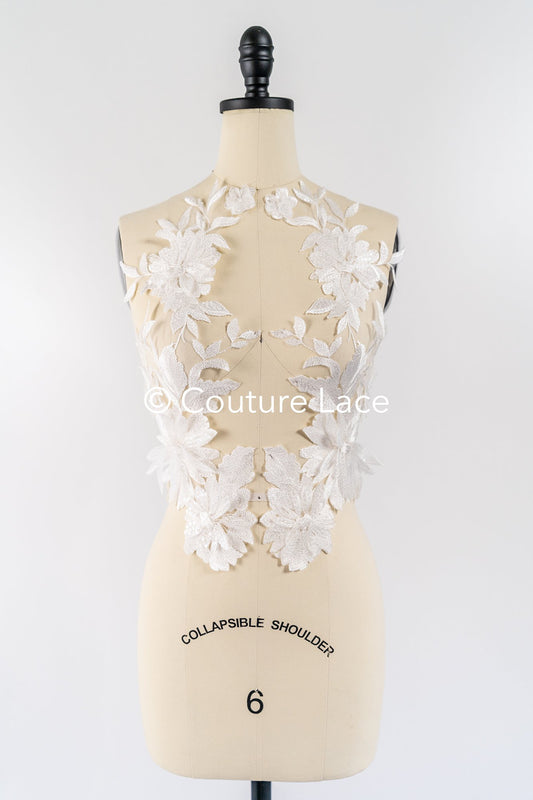 Elegante Braut-Spitzenapplikation/ einzigartige Brautkleid-Verzierungen für Ihren großen Tag// A24-390