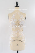Brautspitzenapplikationen mit 3D Blumen/ Brautkleid Spitzenverzierungen mit Perlen// A24-460