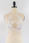 Brautspitzenapplikationen mit 3D Blumen/ Brautkleid Spitzenverzierungen mit Perlen// A24-460