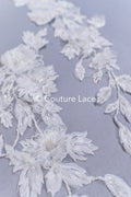 3D flower appliqués for wedding dresses/ wedding dress lace flowers // A25-479