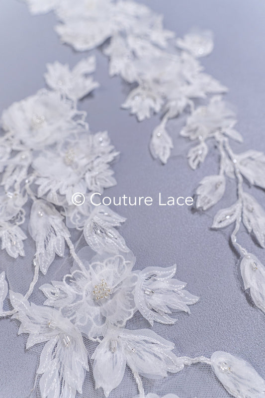 3D Blumen Applikationen für Brautkleider/ Brautkleidspitze Blumen // A25-479