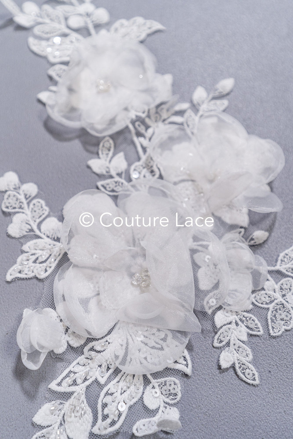 3D flower appliqués for wedding dresses/ wedding dress lace flowers // A25-485