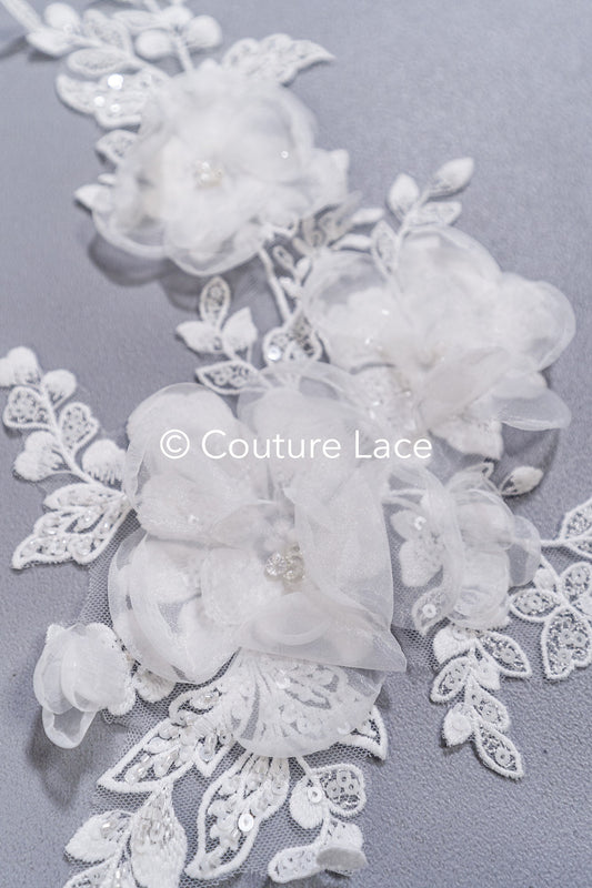 3D Blumen Applikationen für Brautkleider/ Brautkleidspitze Blumen // A25-485