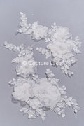 3D flower appliqués for wedding dresses/ wedding dress lace flowers // A25-485