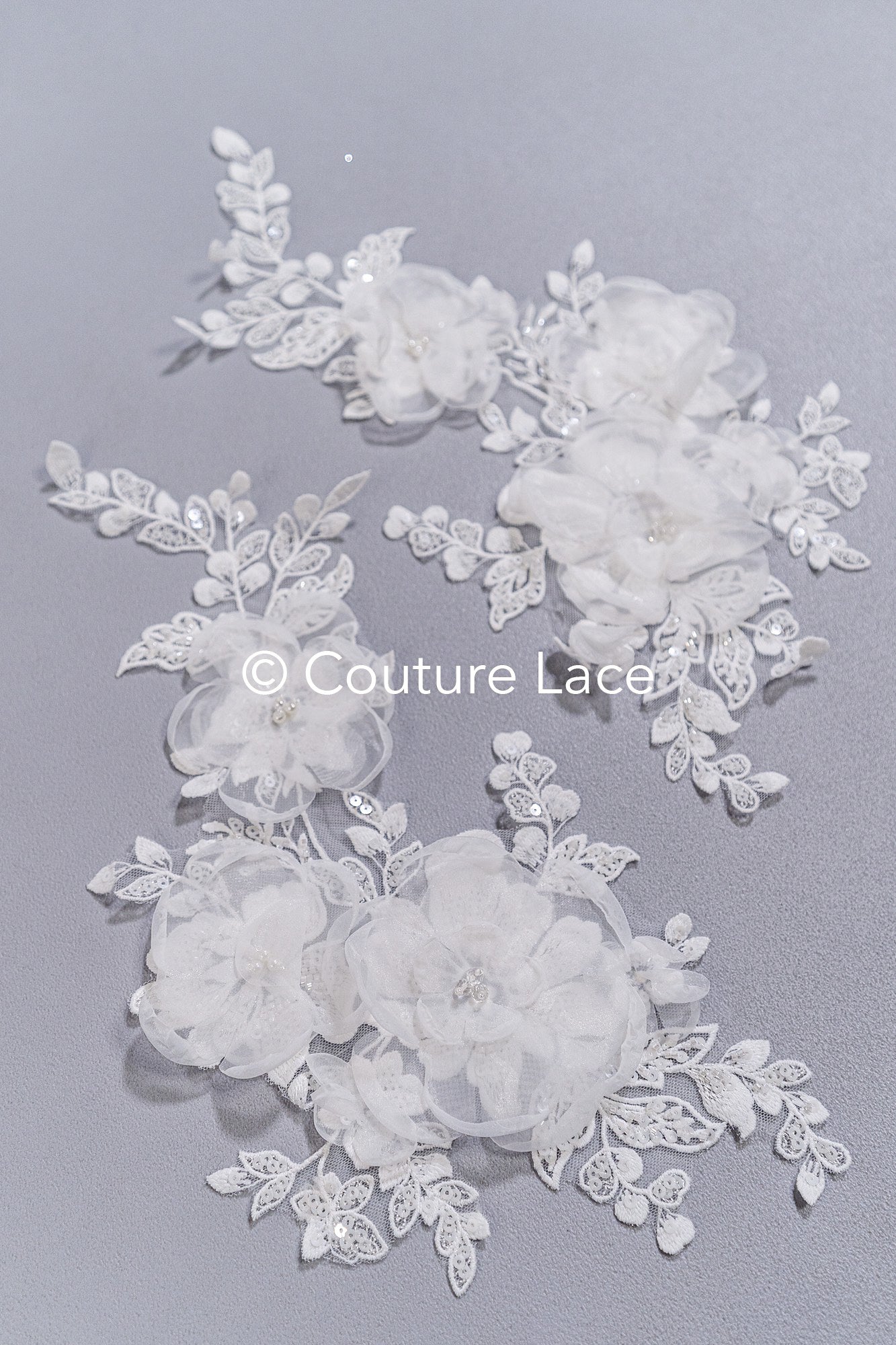 3D flower appliqués for wedding dresses/ wedding dress lace flowers // A25-485