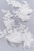 3D flower pearl appliqués for wedding dresses/ bridal lace pearl motifs // A25-486