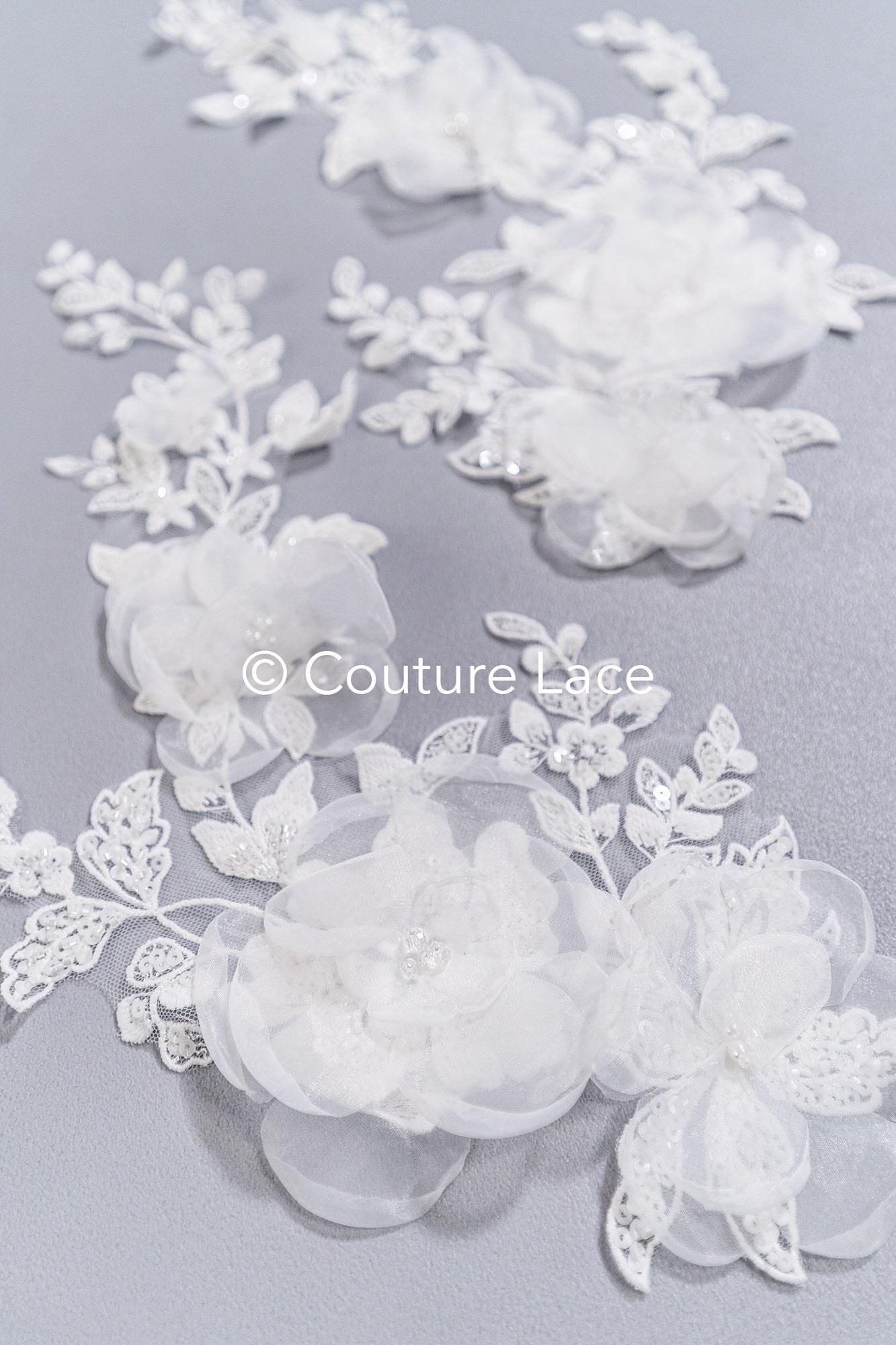 3D flower pearl appliqués for wedding dresses/ bridal lace pearl motifs // A25-486