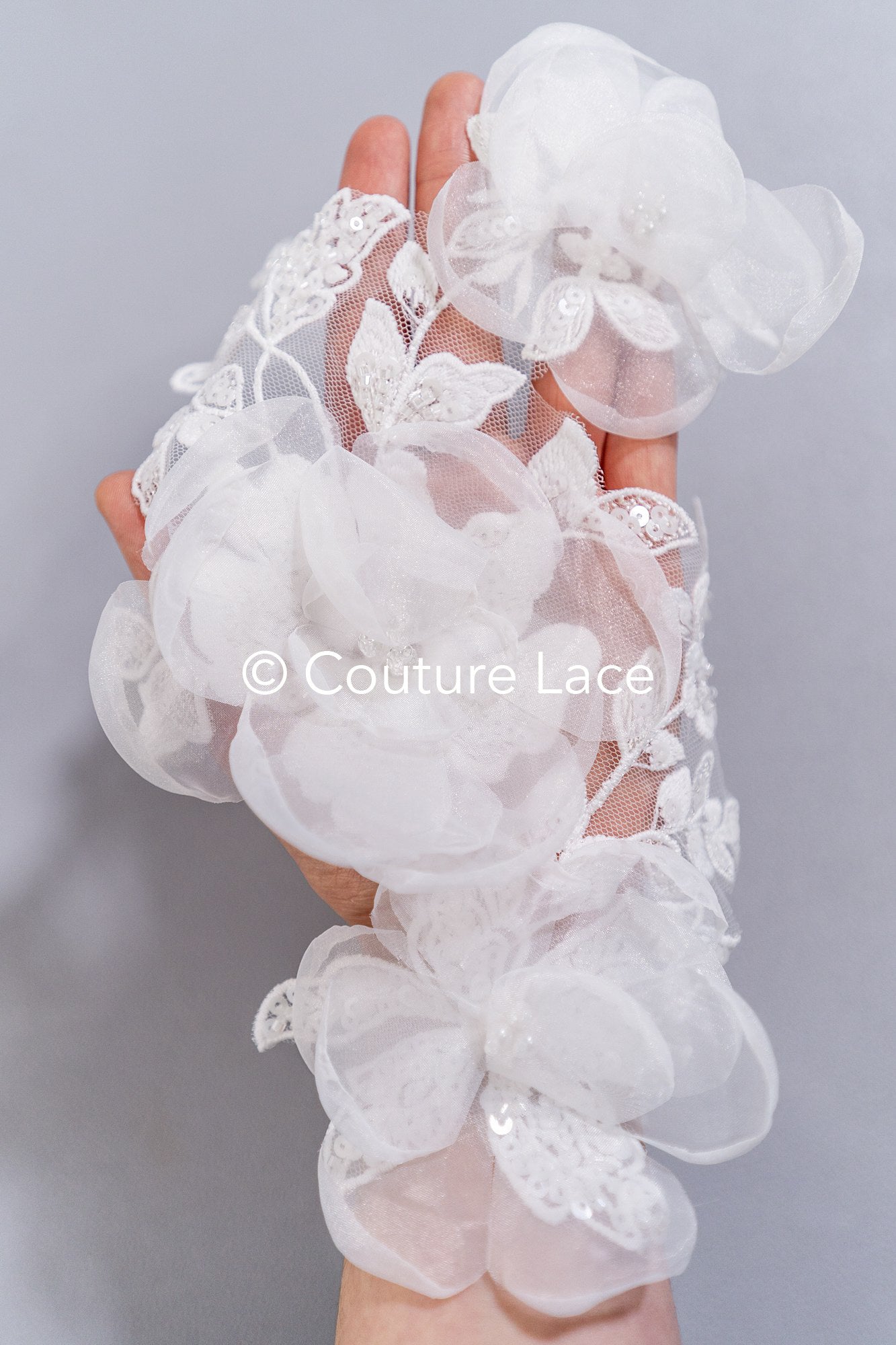 3D flower pearl appliqués for wedding dresses/ bridal lace pearl motifs // A25-486