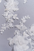 3D flower pearl appliqués for wedding dresses/ bridal lace pearl motifs // A25-486