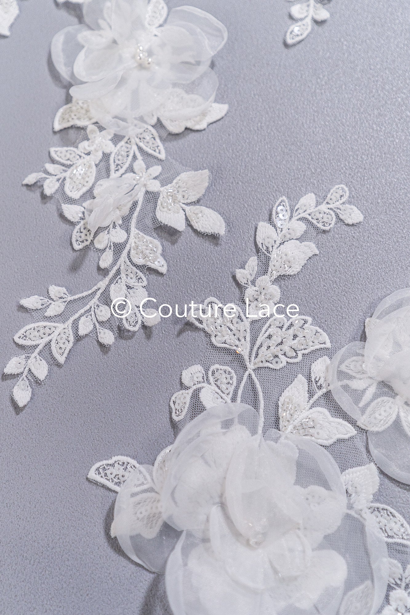 3D flower pearl appliqués for wedding dresses/ bridal lace pearl motifs // A25-486