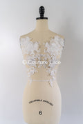 3D flower pearl appliqués for wedding dresses/ bridal lace pearl motifs // A25-486