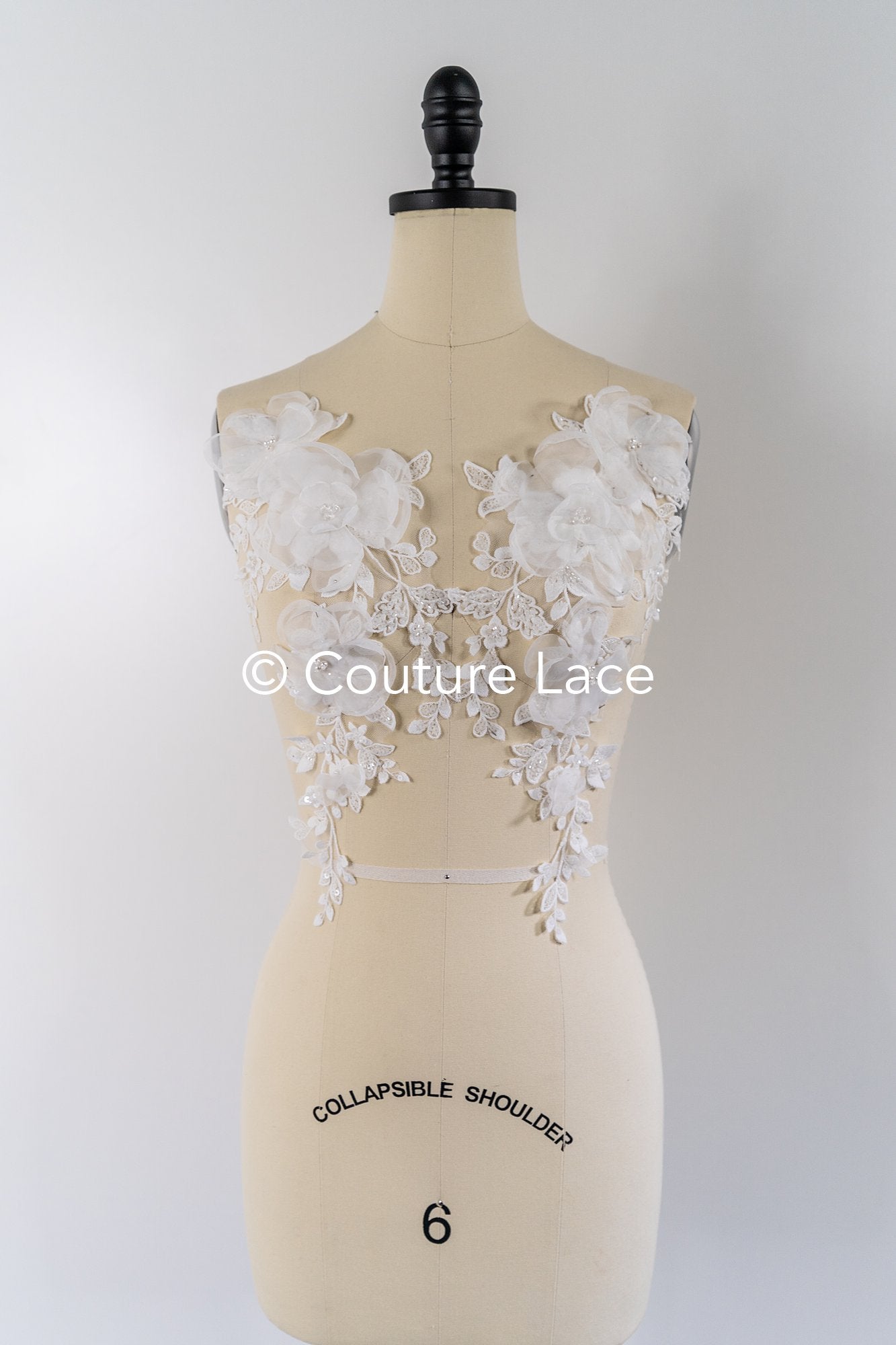 3D flower pearl appliqués for wedding dresses/ bridal lace pearl motifs // A25-486