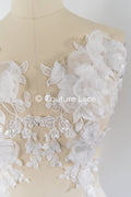 3D flower pearl appliqués for wedding dresses/ bridal lace pearl motifs // A25-486