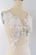 3D flower pearl appliqués for wedding dresses/ bridal lace pearl motifs // A25-486