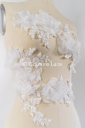3D flower pearl appliqués for wedding dresses/ bridal lace pearl motifs // A25-486