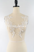 bestickte Applikation für Brautkleid/ Hochzeitskleid Spitzenapplikation/ Braut Spitzeh-Applikation// A24-005