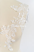 bestickte Applikation für Brautkleid/ Hochzeitskleid Spitzenapplikation/ Braut Spitzeh-Applikation// A24-005