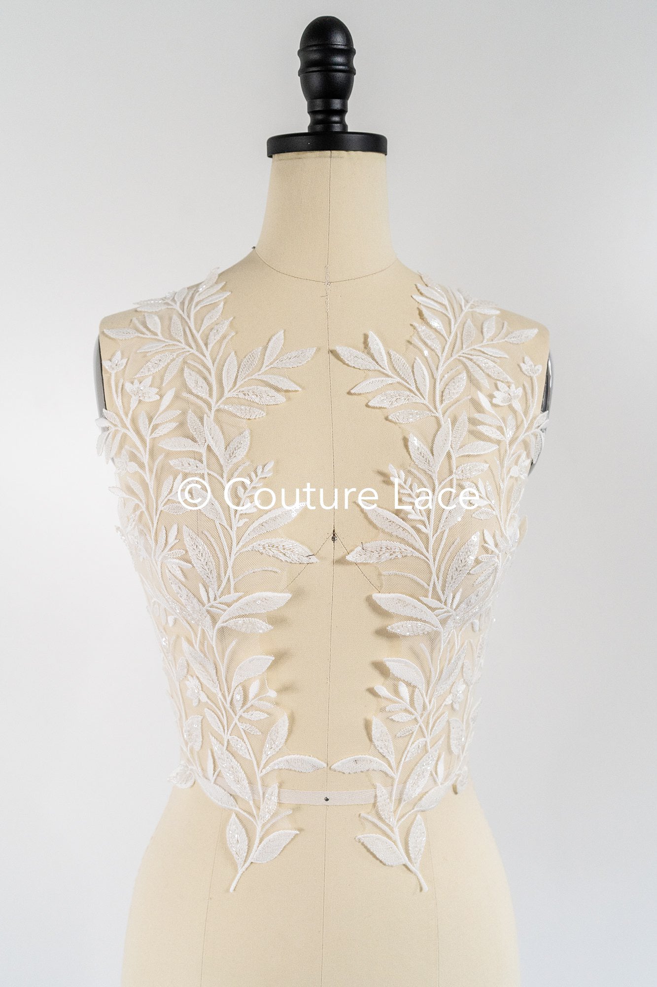 Applikation weiß mit Perlen & Pailletten/ Hochzeitskleid Spitzenapplikation/ Braut Applikation// A24-061