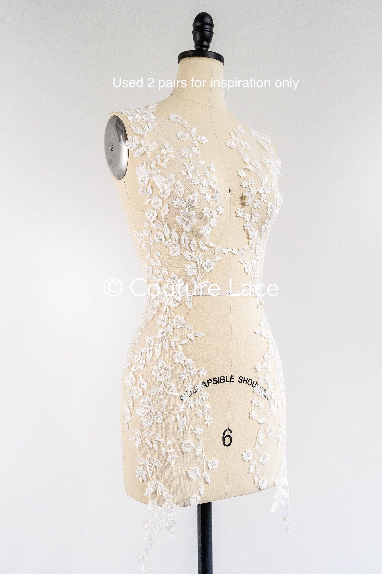 Romantische Applikation weiß / florale Hochzeitskleid Spitzenapplikation mit Pailletten/ Braut Applikation// A24-171B