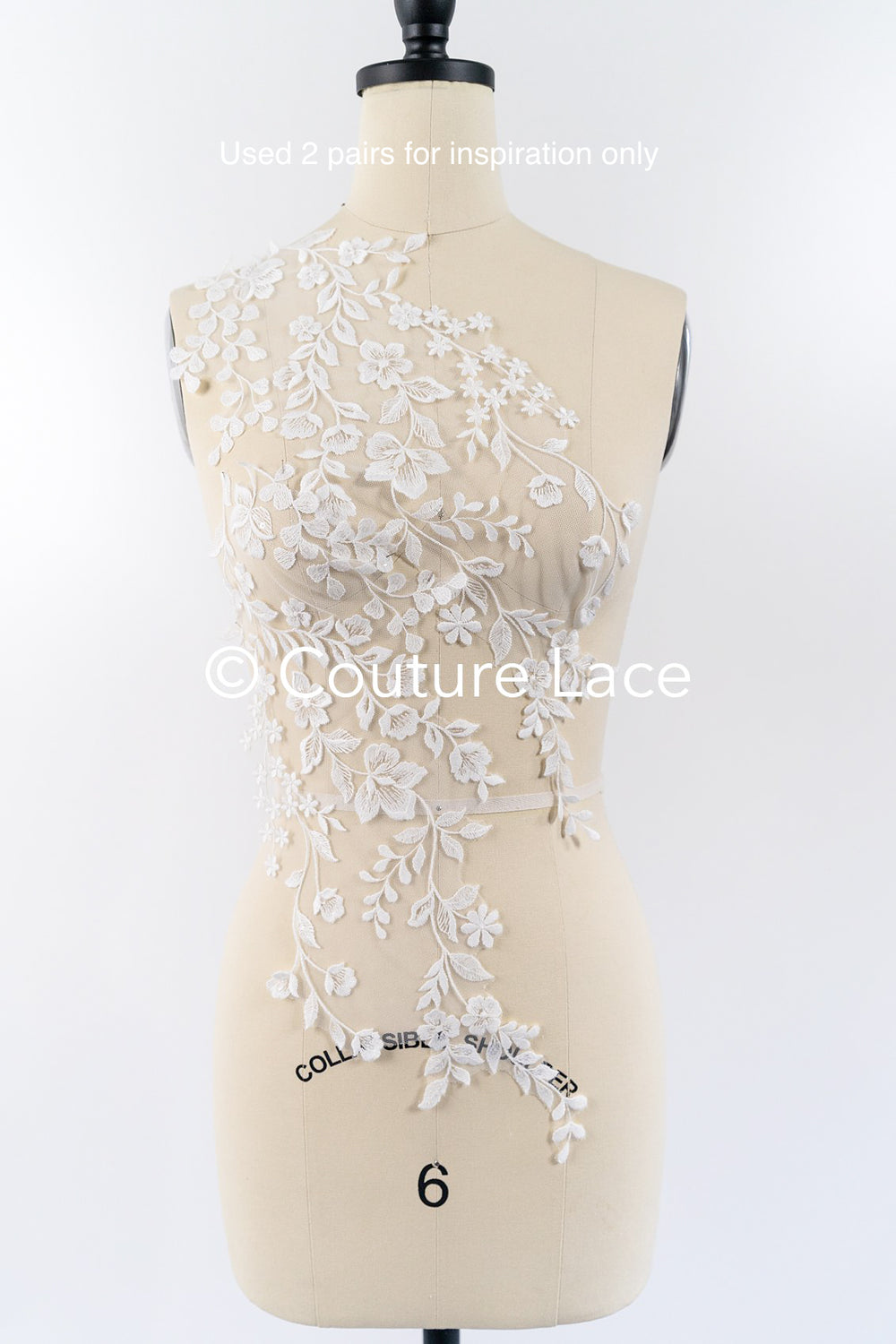 Romantische Applikation weiß / florale Hochzeitskleid Spitzenapplikation mit Pailletten/ Braut Applikation// A24-171B