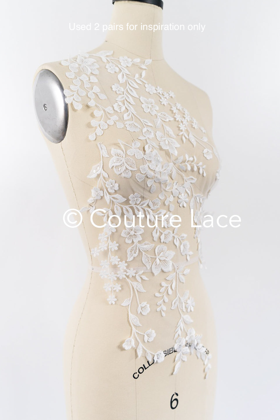 Romantische Applikation weiß / florale Hochzeitskleid Spitzenapplikation mit Pailletten/ Braut Applikation// A24-171B