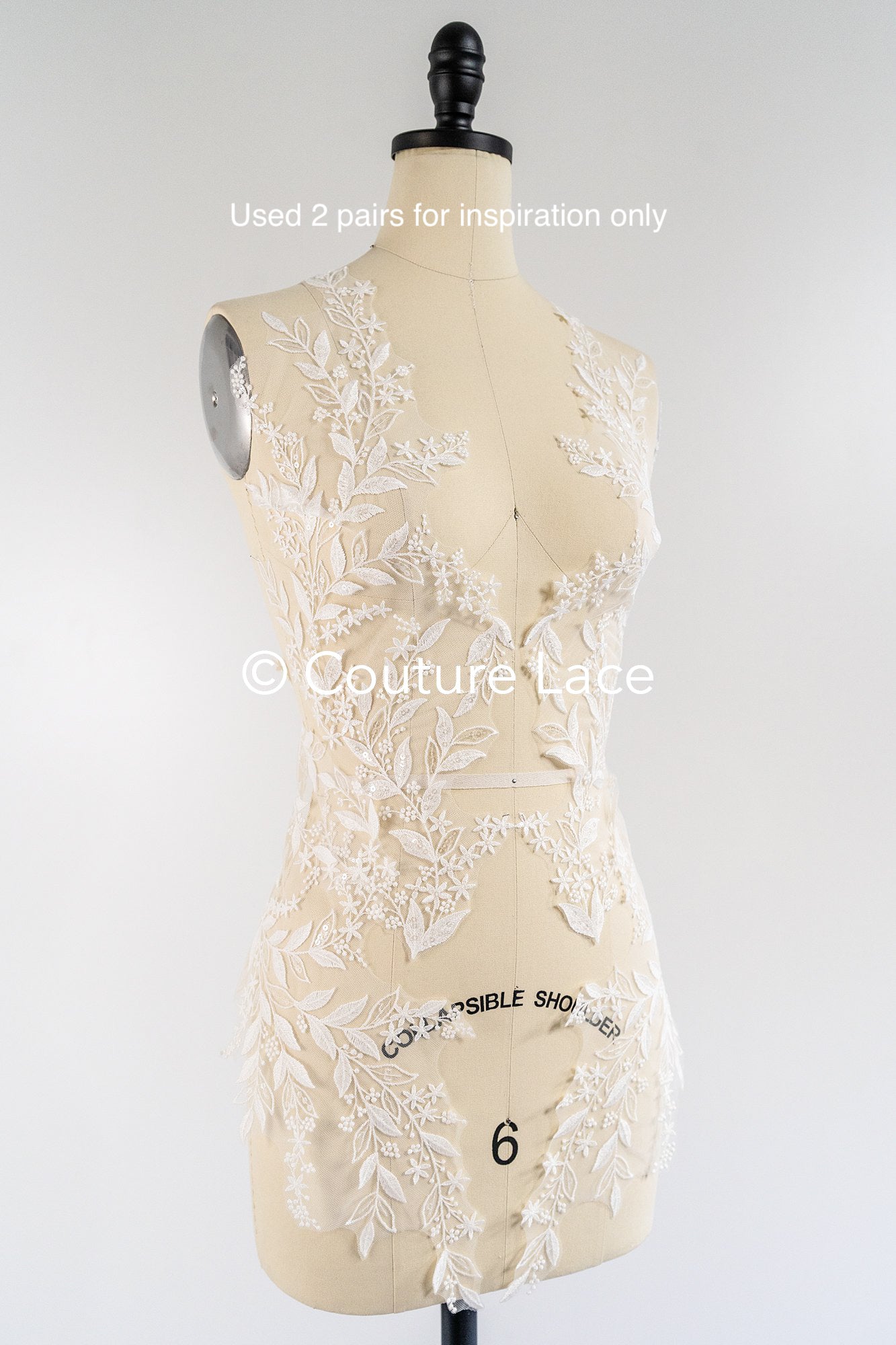 Romantische Applikation off-white/ Brautapplikation mit Blumen/ Brautkleid Spitzenapplikation/ Brautspitze Applikation// A24-371