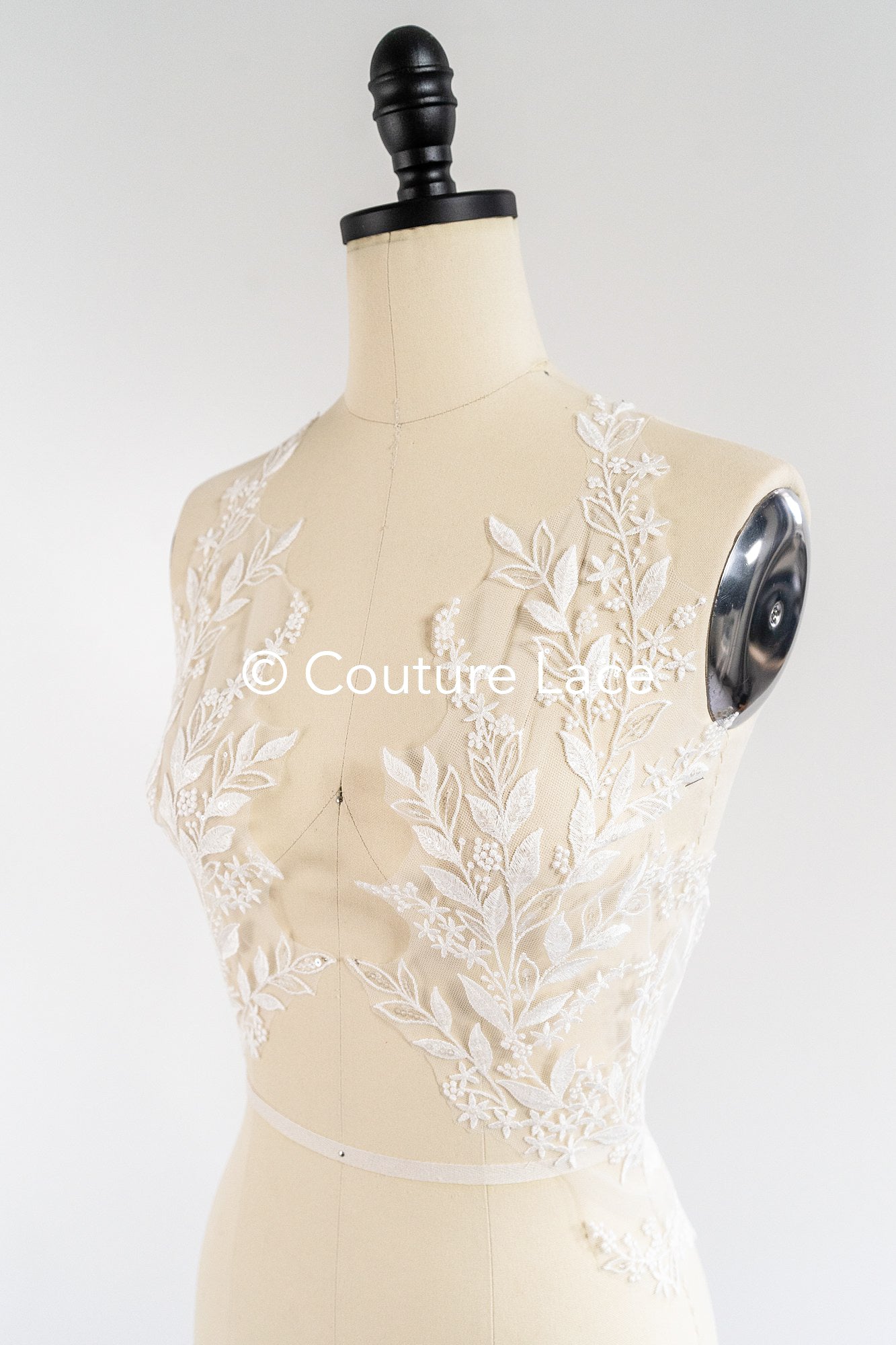 Romantische Applikation off-white/ Brautapplikation mit Blumen/ Brautkleid Spitzenapplikation/ Brautspitze Applikation// A24-371