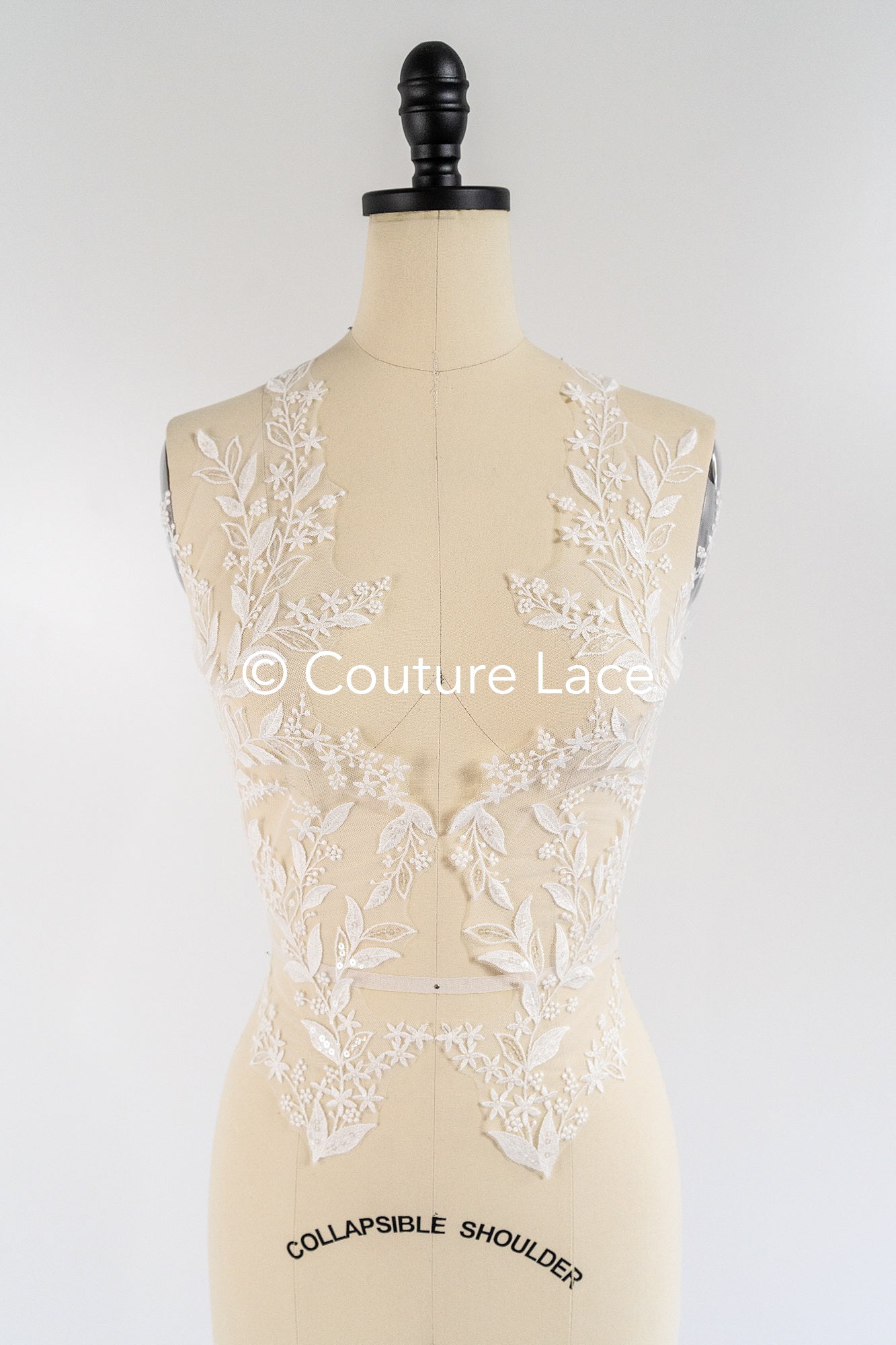 Romantische Applikation off-white/ Brautapplikation mit Blumen/ Brautkleid Spitzenapplikation/ Brautspitze Applikation// A24-371