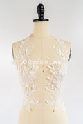 Romantische Applikation off-white/ Brautapplikation mit Blumen/ Brautkleid Spitzenapplikation/ Brautspitze Applikation// A24-372