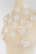 3D Blumen zum Aufnähen/ Brautblume mit Perlen und Pailletten/ 3D Blumen für das Brautkleid// A24-375 (1Pck=20 Stk)