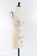 Romantische Applikation off-white/ Brautapplikation mit Blumen/ Brautkleid Spitzenapplikation/ Brautspitze Applikation// A24-377