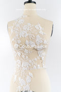 Romantische Applikation off-white/ Brautapplikation mit Blumen/ Brautkleid Spitzenapplikation/ Brautspitze Applikation// A24-377