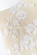 Romantische Applikation off-white/ Brautapplikation mit Blumen/ Brautkleid Spitzenapplikation/ Brautspitze Applikation// A24-377