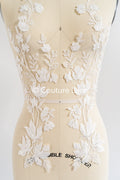 Romantische Applikation off-white/ Brautapplikation mit Blumen/ Brautkleid Spitzenapplikation/ Brautspitze Applikation// A24-378