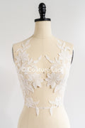 Romantische Applikation off-white/ Brautapplikation mit Perlen & Pailletten/ Brautkleid Spitzenapplikation/ Blumen Brautspitze Applikation// A24-379