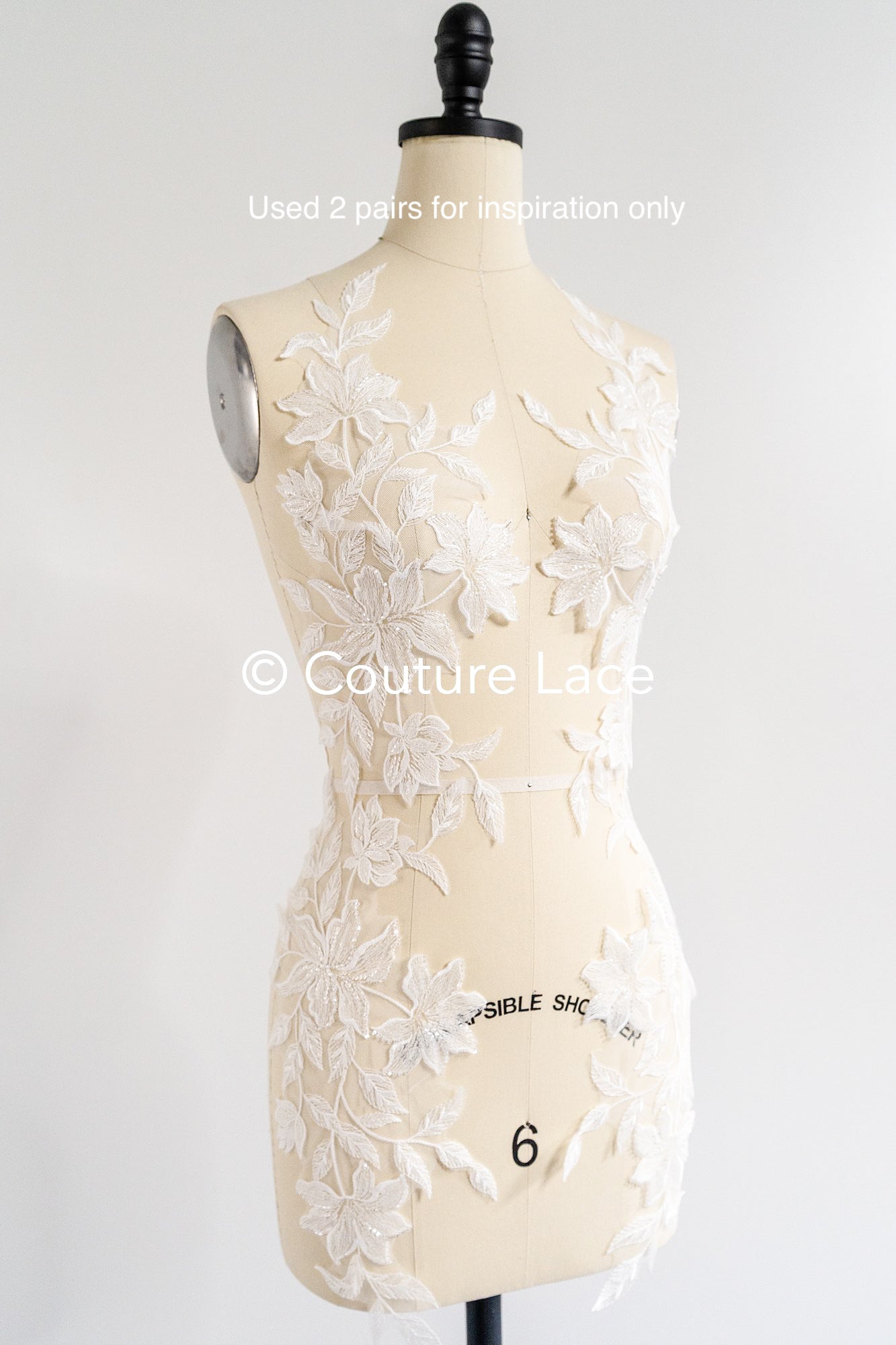 Romantische Applikation off-white/ Brautapplikation mit Perlen & Pailletten/ Brautkleid Spitzenapplikation/ Blumen Brautspitze Applikation// A24-379