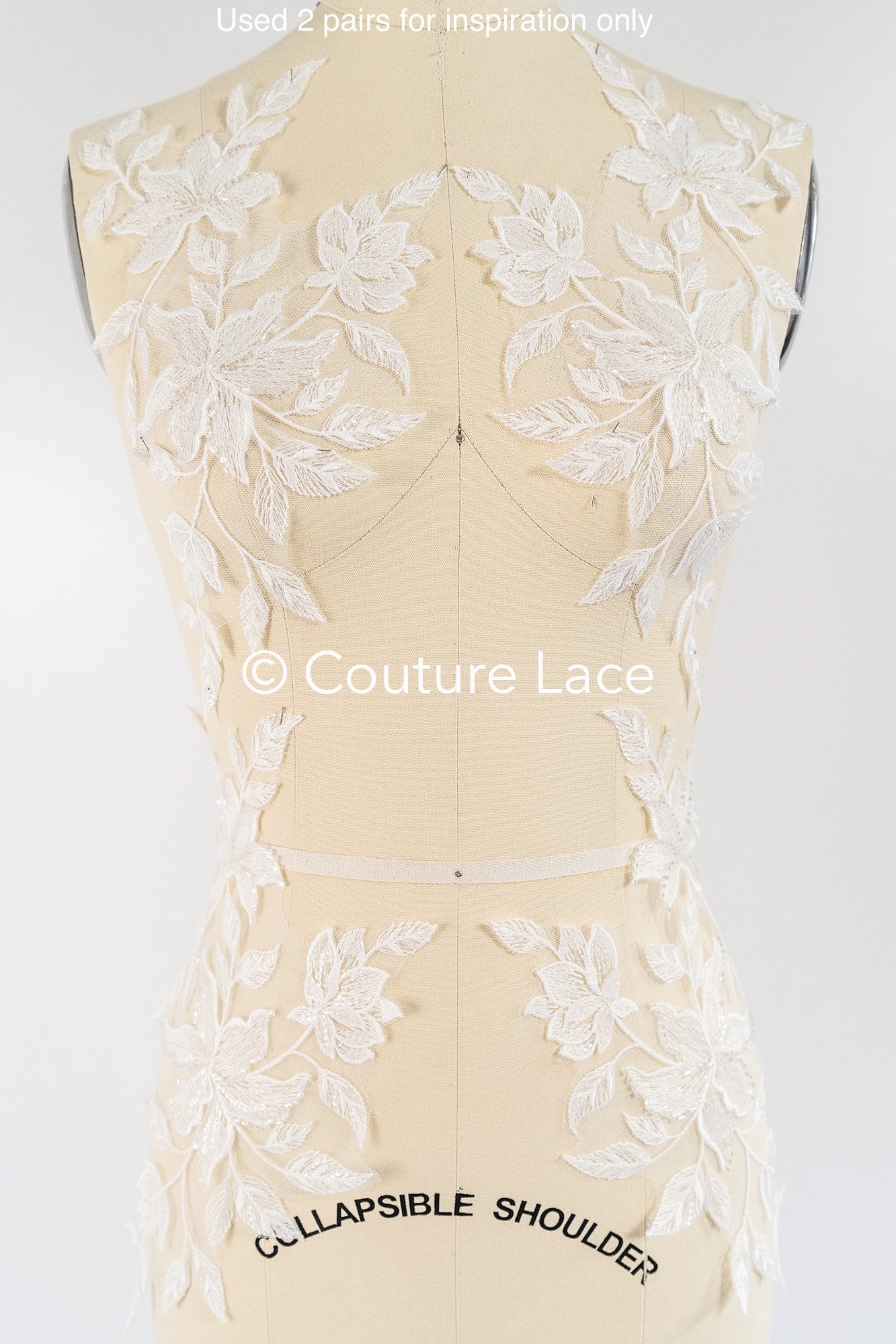 Romantische Applikation off-white/ Brautapplikation mit Perlen & Pailletten/ Brautkleid Spitzenapplikation/ Blumen Brautspitze Applikation// A24-380