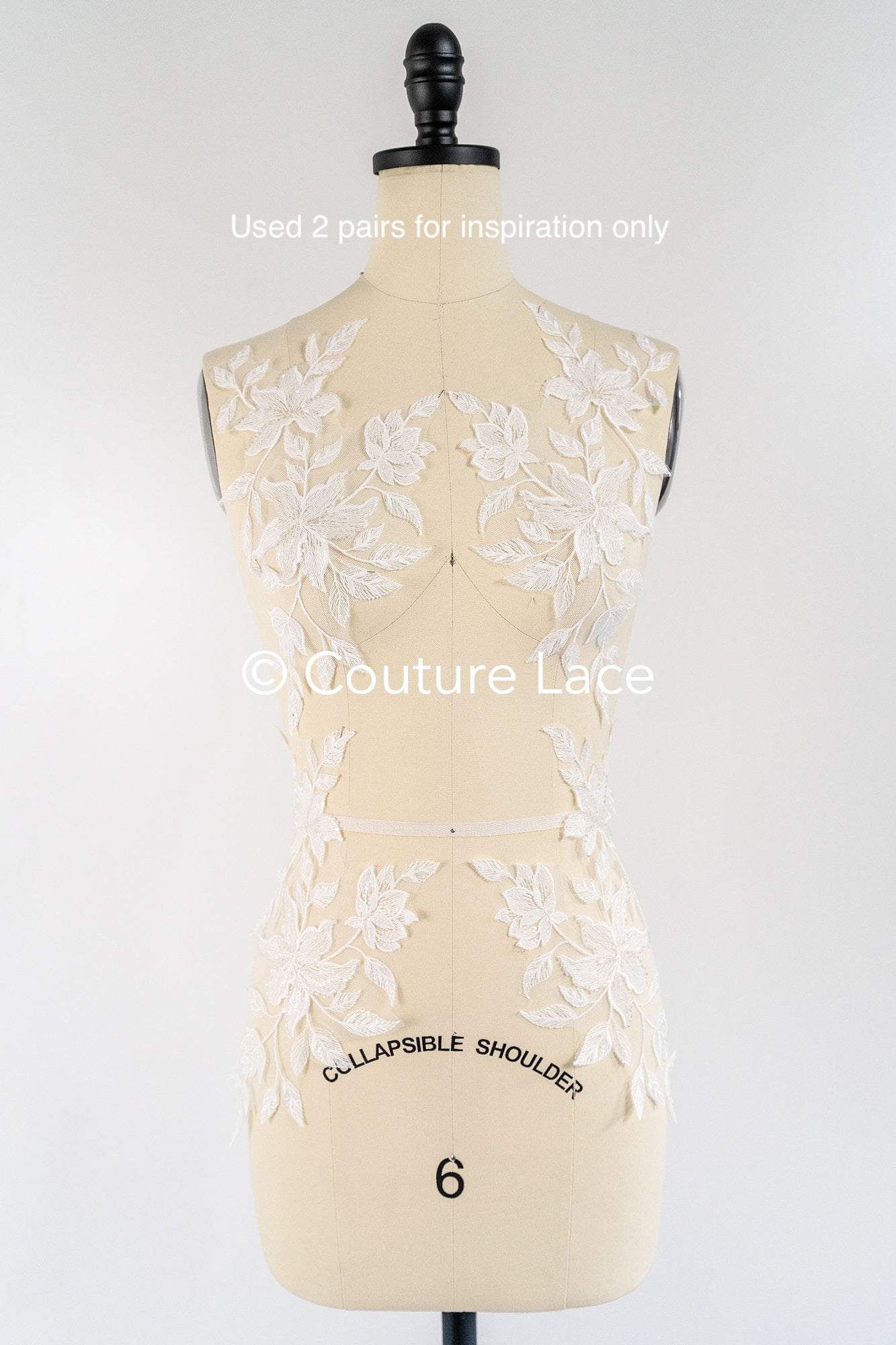 Romantische Applikation off-white/ Brautapplikation mit Perlen & Pailletten/ Brautkleid Spitzenapplikation/ Blumen Brautspitze Applikation// A24-380