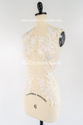 Romantische Applikation off-white/ Brautapplikation mit Perlen & Pailletten/ Brautkleid Spitzenapplikation/ Blumen Brautspitze Applikation// A24-380