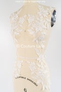 Romantische Applikation off-white/ Brautapplikation mit Perlen & Pailletten/ Brautkleid Spitzenapplikation/ Blumen Brautspitze Applikation// A24-380