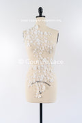 Romantische Applikation off-white/ Brautapplikation mit 3D Blumen & Perlen/ Brautkleid Spitzenapplikation/ Blumen Brautspitze Applikation// A24-381