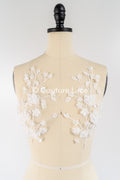 Romantische Applikation off-white/ Brautapplikation mit 3D Blumen & Perlen/ Brautkleid Spitzenapplikation/ Blumen Brautspitze Applikation// A24-382
