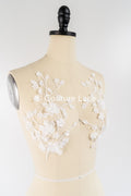 Romantische Applikation off-white/ Brautapplikation mit 3D Blumen & Perlen/ Brautkleid Spitzenapplikation/ Blumen Brautspitze Applikation// A24-382