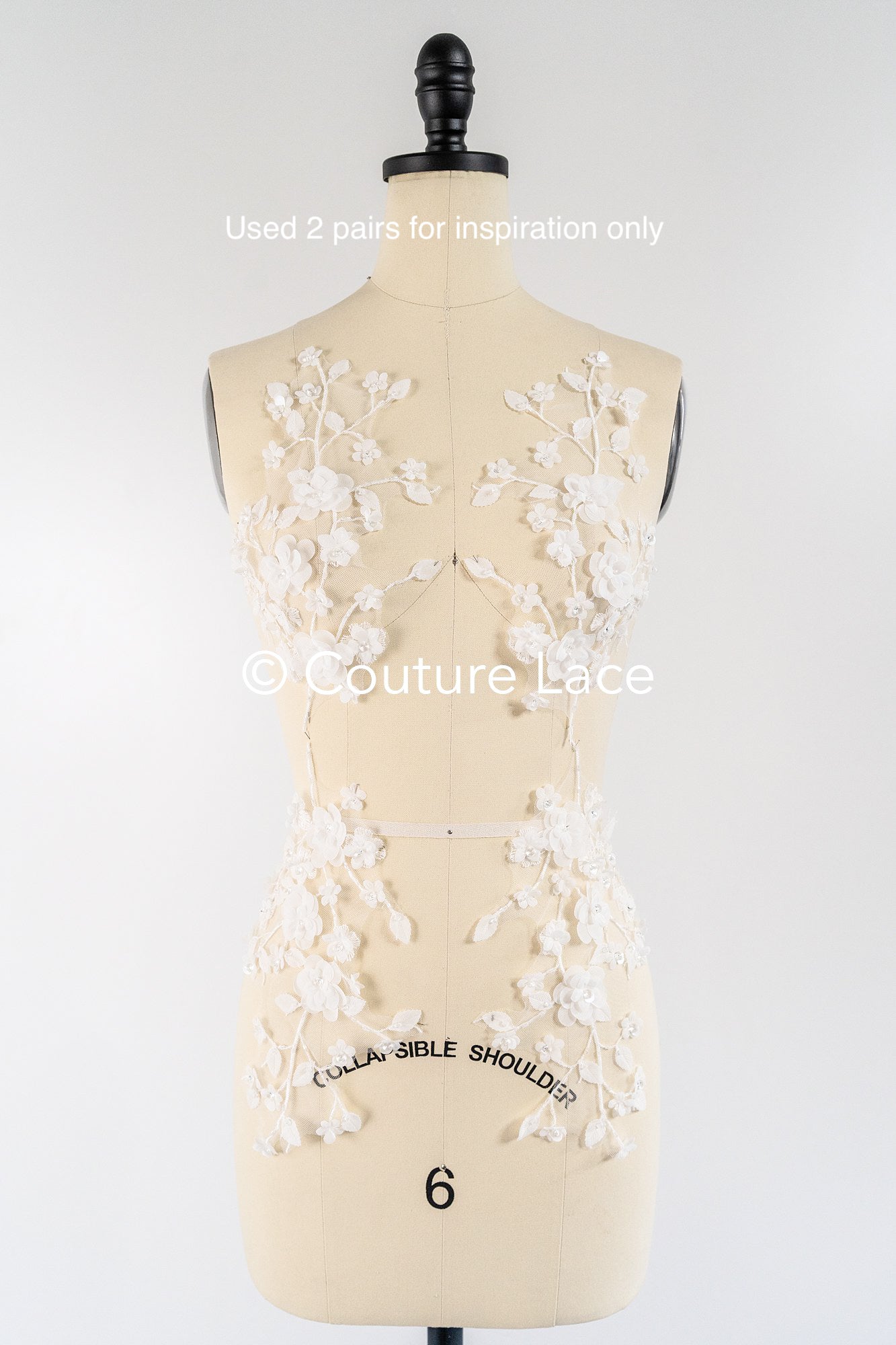 Romantische Applikation off-white/ Brautapplikation mit 3D Blumen & Perlen/ Brautkleid Spitzenapplikation/ Blumen Brautspitze Applikation// A24-382