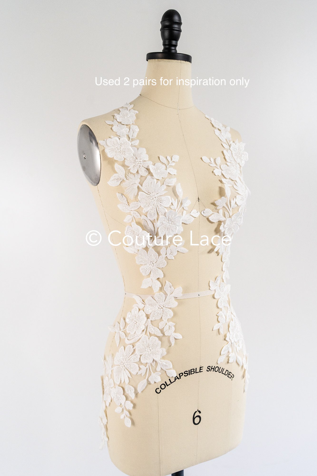 Romantische Applikation off-white/ Brautapplikation mit 3D Blumen & Perlen/ Brautkleid Spitzenapplikation/ Blumen Brautspitze Applikation// A24-383