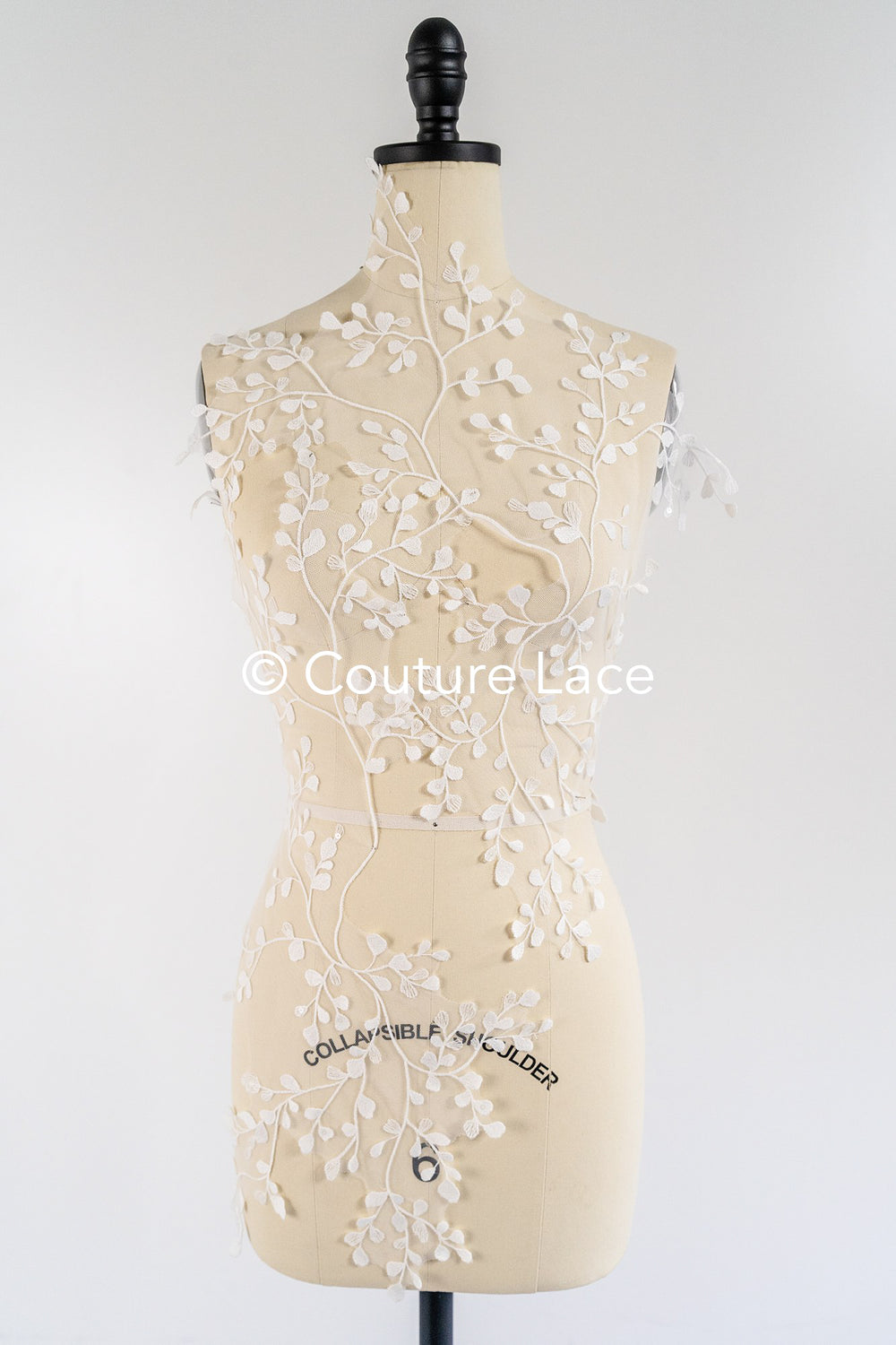 Romantische Applikation off-white/ Brautapplikation mit Blumen & Pailletten/ Brautkleid Spitzenapplikation/ Blumen Brautspitze Applikation// A24-384