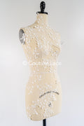 Romantische Applikation off-white/ Brautapplikation mit Blumen & Pailletten/ Brautkleid Spitzenapplikation/ Blumen Brautspitze Applikation// A24-384