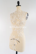 Romantische Applikation off-white/ Brautapplikation mit Blumen & Pailletten/ Brautkleid Spitzenapplikation/ Blumen Brautspitze Applikation// A24-384
