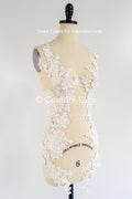 Romantische Applikation off-white/ Brautapplikation mit 3D Blumen & Perlen/ Brautkleid Spitzenapplikation/ Blumen Brautspitze Applikation// A24-385